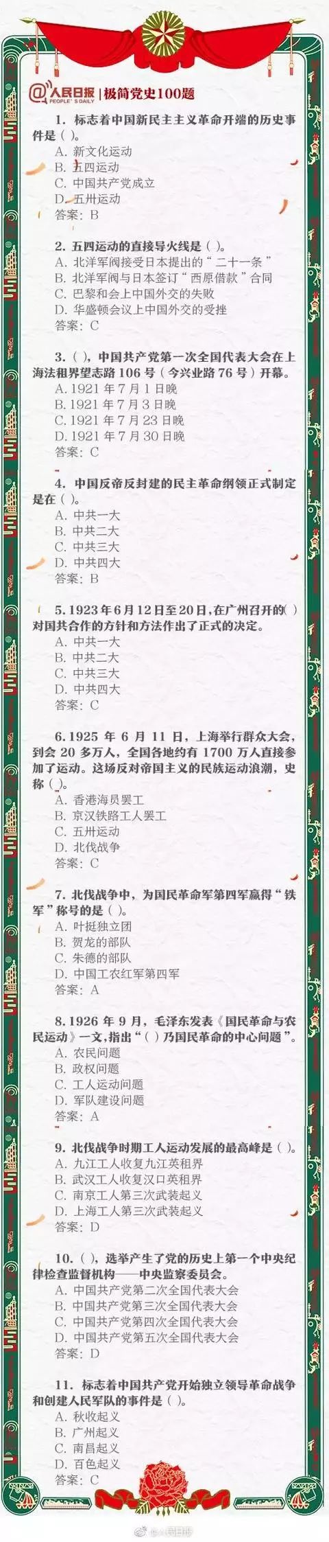 漲知識(shí)！中共黨史常識(shí)100題，你能做對(duì)幾道？