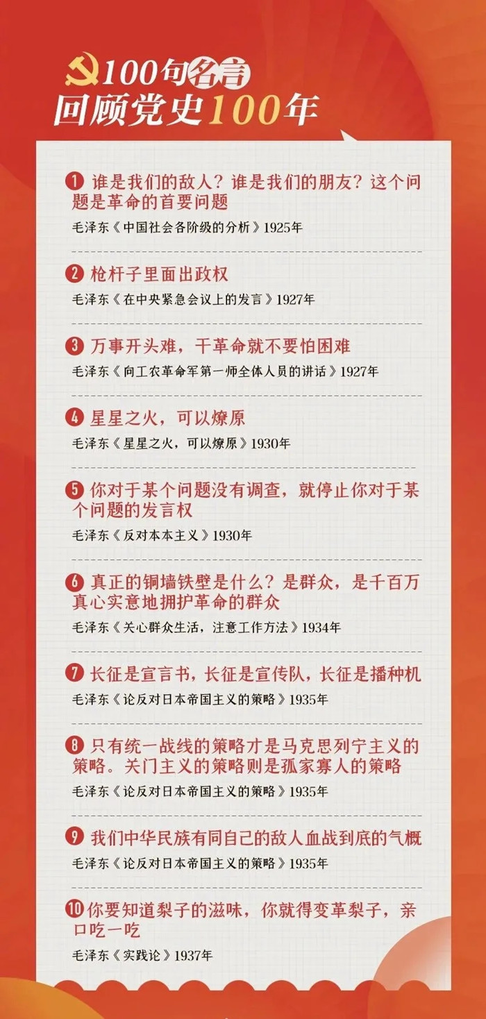 公考用得上！100句名言回顧黨史百年，一起學習